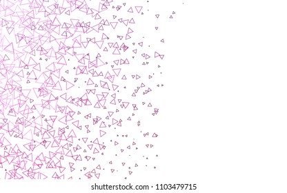 Light Pink vector abstract colorful background, which consist of triangles. Pattern with colored triangles on white background.
