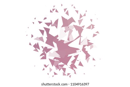 Light Pink vector abstract colorful background, which consist of triangles. Pattern with colored triangles on white background.