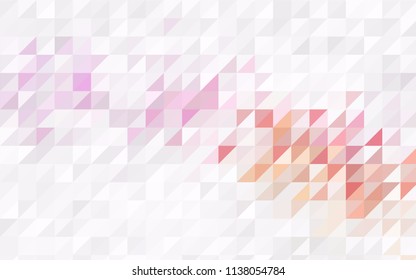 Light Pink vector abstract colorful background, which consist of triangles. Pattern with colored triangles on white background.
