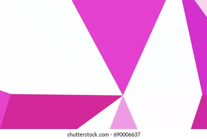 Light Pink vector abstract colorful background, which consist of triangles. Pattern with colored triangles on white background.