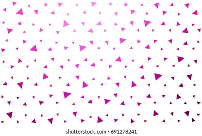 Light Pink vector abstract colorful background, which consist of triangles. Pattern with colored triangles on white background.