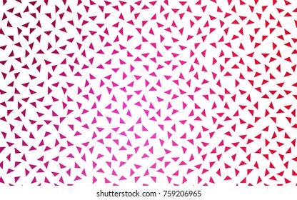 Light Pink vector abstract colorful background, which consist of triangles. Pattern with colored triangles on white background.