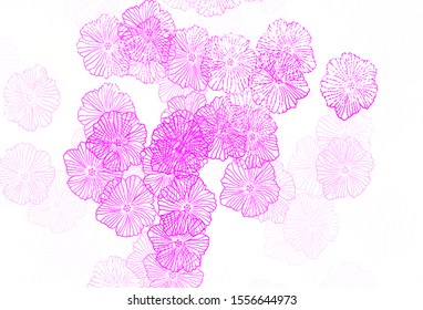 Light Pink vector abstract design with leaves. An elegant bright illustration with flowers. Pattern for wallpapers, coloring books.