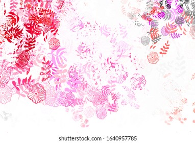 Light Pink vector abstract design with leaves, flowers. Leaves, flowers in natural style on white background. Brand new design for your business.