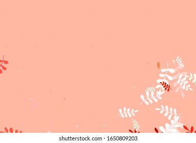 Light Pink vector abstract design with leaves. Blurred decorative design in Indian style with leaves. Template for backgrounds of cell phones.
