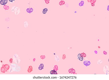 Light Pink vector abstract design with flowers. Flowers in natural style on white background. Doodle design for your web site.