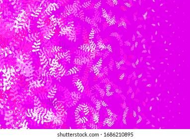 Light Pink vector abstract design with leaves. A vague abstract illustration with leaves in doodles style. Colorful pattern for kid's books.