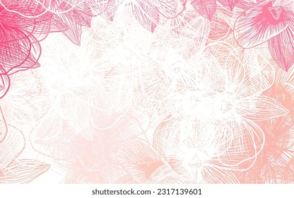 Diseño abstracto del vector rosa claro con flores. Ilustración abstracta con flores en estilo doodles. Nueva plantilla para su diseño.