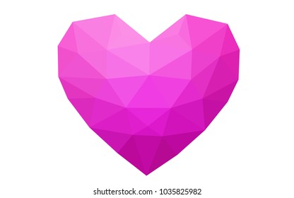 Light Pink vector abstract glitter heart shape on white background in love concept for valentine's day with sweet and romantic moment. Polygonal design for your business.