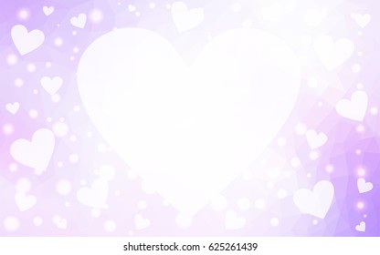 Light Pink vector abstract glitter heart shape on white background in love concept for valentine's day with sweet and romantic moment. Polygonal design for your business.