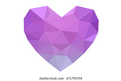 Light Pink vector abstract glitter heart shape on white background in love concept for valentine's day with sweet and romantic moment. Polygonal design for your business.