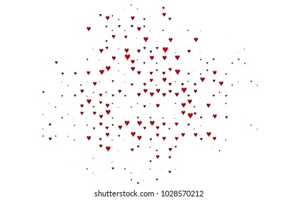 Light Pink vector abstract lovely pattern with Hearts on white background. Happy Valentine's Day Greeting Card with small hearts. Stock template for your romantic ad, leaflet, banner.