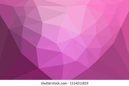 Light Pink vector abstract mosaic background with a heart in a centre. Polygonal illustration, which consists of triangles. Pattern for a brand book's backdrop.