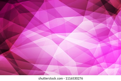Light Pink vector abstract mosaic backdrop. Shining colorful illustration with triangles. Brand new style for your business design.