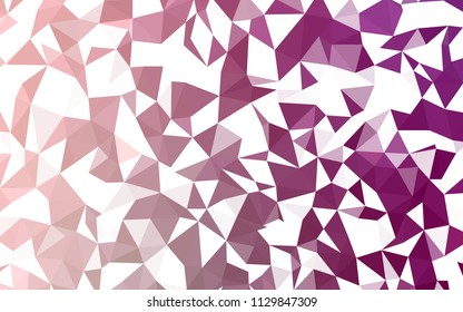Light Pink vector abstract mosaic backdrop. A sample with polygonal shapes. Triangular pattern for your design.