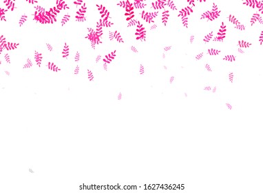 Light Pink vector abstract pattern with leaves. Colorful illustration in doodle style with leaves. Doodle design for your web site.