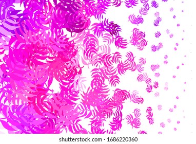 Light Pink vector abstract pattern with leaves. An elegant bright illustration with leaves in Natural style. Pattern for wallpapers, coloring books.