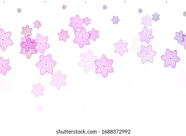 Light Pink vector abstract pattern with flowers. Brand new colored illustration with flowers. Doodle design for your web site.