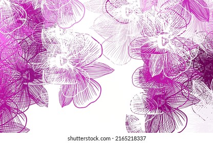 Light Pink vector abstract pattern with flowers. Shining colored illustration with flowers. Pattern for wallpapers, coloring books.
