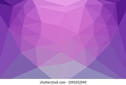 Light Pink vector abstract polygonal background with a heart in a centre. Triangular geometric sample with gradient.  Polygonal design for your web site.