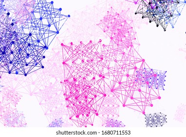 Light Pink vector backdrop with artificial intelligence data. Abstract illustration with links and dots of AI. Smart design for promotion of bid data.