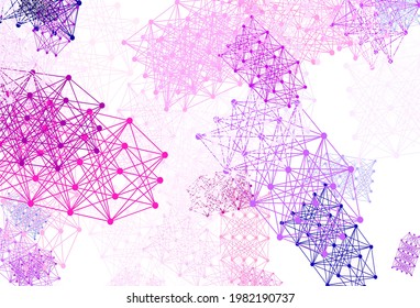 Light Pink vector backdrop with artificial intelligence data. Abstract illustration with links and dots of AI. Smart design for promotion of bid data.