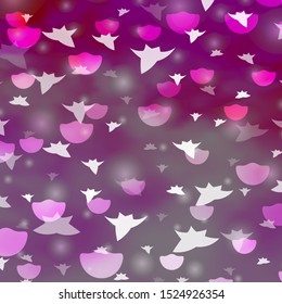 Light Pink vector backdrop with circles, stars. Colorful disks, stars on simple gradient background. Pattern for trendy fabric, wallpapers.