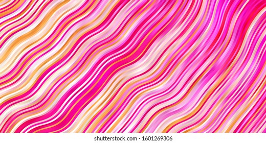 Light Pink vector backdrop with curves. Abstract illustration with gradient bows. Pattern for booklets, leaflets.