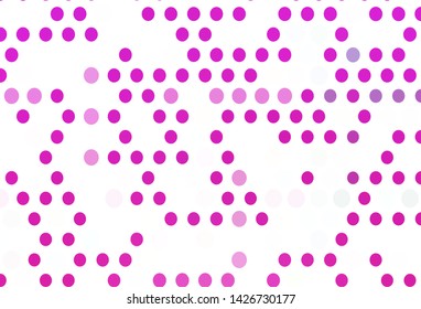 Light Pink vector backdrop with dots. Glitter abstract illustration with blurred drops of rain. Design for business adverts.