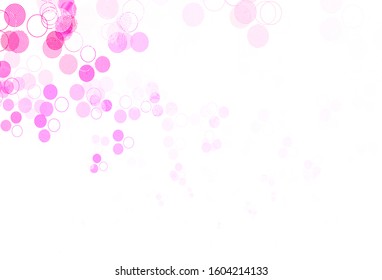 Light Pink vector backdrop with dots. Glitter abstract illustration with blurred drops of rain. Pattern for textures of wallpapers.
