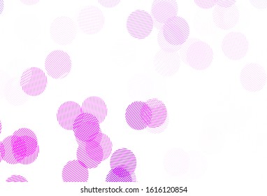 Light Pink vector backdrop with dots. Glitter abstract illustration with blurred drops of rain. Pattern for futuristic ad, booklets.