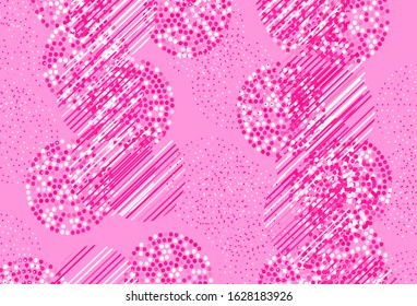 Light Pink vector backdrop with dots. Glitter abstract illustration with blurred drops of rain. Design for poster, banner of websites.