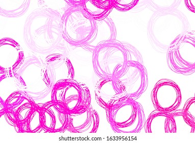 Light Pink vector backdrop with dots. Abstract illustration with colored bubbles in nature style. Design for poster, banner of websites.