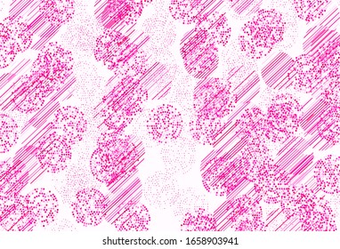 Light Pink vector backdrop with dots. Glitter abstract illustration with blurred drops of rain. Pattern for futuristic ad, booklets.