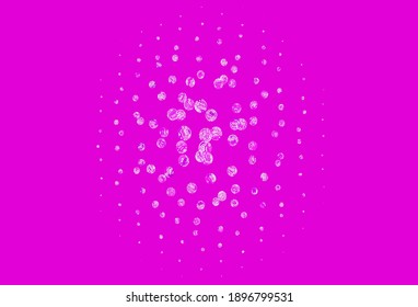 Light Pink vector backdrop with dots. Glitter abstract illustration with blurred drops of rain. Design for your business advert.