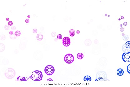 Light Pink vector backdrop with dots. Illustration with set of shining colorful abstract circles. Design for poster, banner of websites.