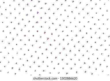 Light Pink vector backdrop with english symbols. Blurred design in simple style with signs of alphabet. Smart design for promotion of university.