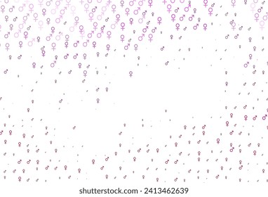 Fondo vector claro rosa con signos de género. Diseño de gradiente simple en estilo abstracto con formas de género. Diseño básico para sitios web de citas.
