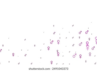 Light pink vector backdrop with gender signs. Gradient isolated colorful boy, girl symbols in abstract style. Modern design for unisex wallpapers.