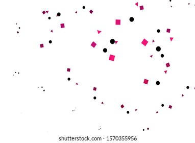 Light Pink vector backdrop with lines, circles, rhombus. Illustration with colorful circles, triangles, rectangles. Pattern for commercials.