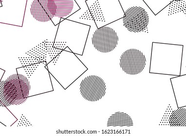 Light Pink vector backdrop with lines, circles, rhombus. Illustration with set of colorful circles, triangles, squares. Pattern for booklets, leaflets