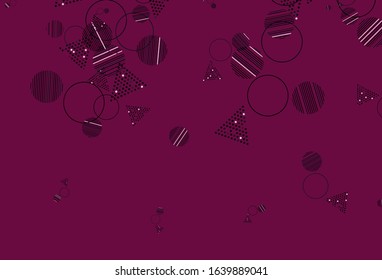 Light Pink vector backdrop with lines, circles. Beautiful illustration with circles, triangles in nature style. Template for wallpapers.