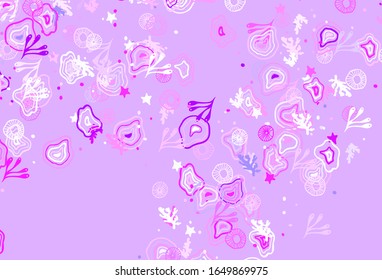 Light Pink vector backdrop with memphis shapes. Colorful chaotic forms with gradient in modern style. Modern design for your business card.