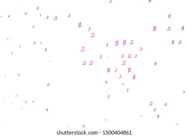 Light Pink vector backdrop with music notes. Abstract illustration with colorful symbols of melody. Pattern for school ad, booklets.