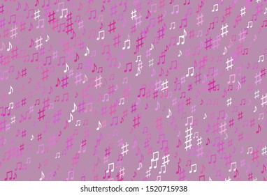 Light Pink vector backdrop with music notes. Decorative design in abstract style with music shapes. Template for fasion magazines.