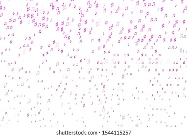 Light Pink vector backdrop with music notes. Shining illustration of colorful gradient music notes. Template for fasion magazines.