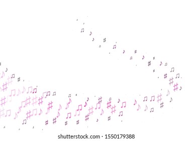 Light Pink vector backdrop with music notes. Isolated colorful music keys on abstract background. Pattern for school ad, booklets.