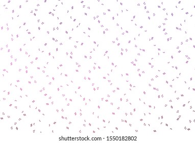 Light Pink vector backdrop with music notes. Abstract illustration with colorful symbols of melody. Pattern for school ad, booklets.