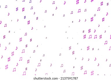 Light Pink vector backdrop with music notes. Isolated colorful music keys on abstract background. Pattern for websites of musitians.