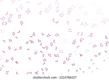 Light Pink vector backdrop with music notes. Shining illustration of colorful gradient music notes. Template for fasion magazines.